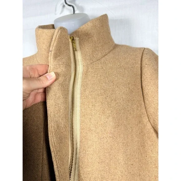 J.Crew Mercantile City Wool Blend Coat Size 8 Camel Tan Funnel Collar - Picture 6 of 13
